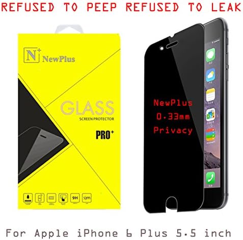 NewPlus(TM) Privacy Anti-Spy Tempered Glass Screen Protector Shield Guard for Apple iPhone 6 Plus 5.5" - Anti-Peep, High-Response Touch, Oleophobic Coating, Industry-High 9H Hardness - Scratch Terminator for Apple iPhone 6 Plus 5.5 inch
