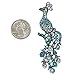 Silvertone Blue Crystal Peacock Brooch Pin