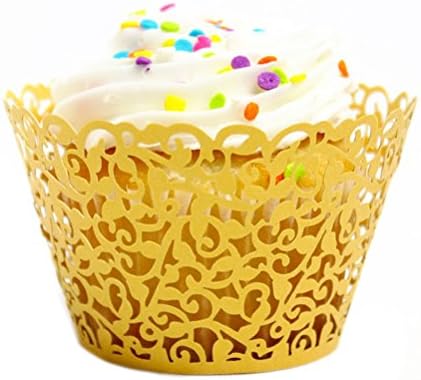 Mialand(TM) 50 Filigree Little Vine Lace Laser Cut Cupcake Wrapper Liner Baking Cup