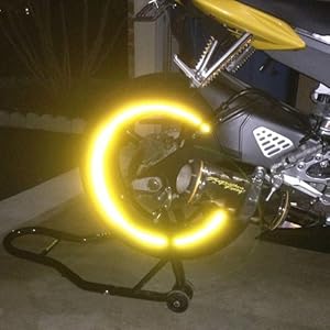 customTAYLOR Patented High Intensity Grade YELLOW/GOLD Reflective Rim/Wheel Tapes - #1 SAFETY USA TRON Super Decals Stickers Motorcycles Bicycles Cars Trucks Scooters Vans ATVs Fixie Strips Stripes Mopeds Bikes Cycling