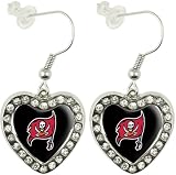 NFL Tampa Bay Buccaneers Crystal Heart Earrings with Team Logo