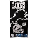 Detroit Lions 30x60 personalized Name only beach towel - Black-White