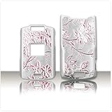 PCMICROSTORE Brand AT&T Cingular Motorola MOTORAZR Razr V3xx Snap-On Rubberize Silver Flower Pattern Crystal Case Cover