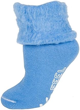 Sky Blue Feel Better Tread Woollyfeet Brushed Wool Blend Socks