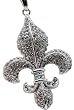 BIG BLING 3" Tall by 1 7/8" Wide Fleur De Lis Austrian Crystal Necklace - long 30" Silver Finished Chain