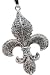 BIG BLING 3 Tall by 1 7/8 Wide Fleur De Lis Austrian Crystal Necklace - long 30 Silver Finished Chain