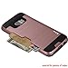 Galaxy S7 Edge Case, Arae Samsung Galaxy S7 Edge [Card-slot] Hybrid Dual Layer Wallet Case, [Brushed Metal Texture] Back with Shock Absorbing TPU Inner Layer for Samsung Galaxy S7 Edge (Rosegold)