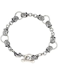 Sterling Silver Tattooed Skull Bracelet Handmade, 1/2 inch wide, available in 8, 8.5 & 9 inch