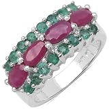 2.20 Carat Genuine Emerald & Ruby Sterling Silver Ring