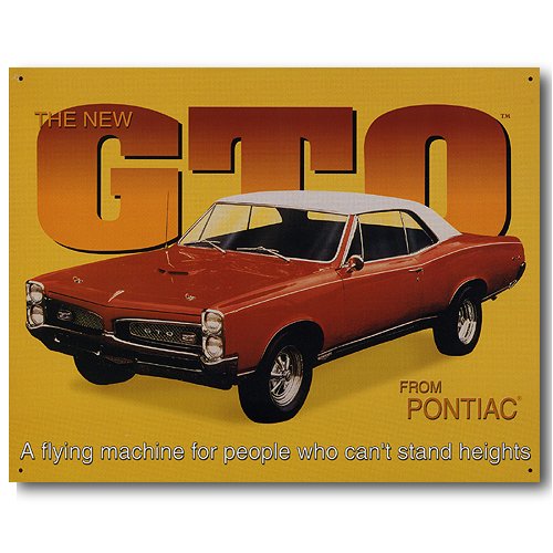 Nostalgic General Motors Tin Sign : 1967 Pontiac GTO