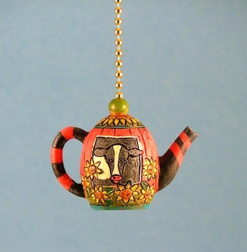 Whimsical Cow Teapot Kitchen Light Pull