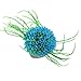 Jardin Fish Tank Manmade Floral Plants Decoration with Oval Base, Cyan Blue Green