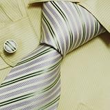 Lavender Striped Tie for Men White Stripes Birthday Gifts Fashion Silk Neck Ties Cufflinks Set 6524