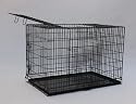 Brand New Black 55" Triple-door Suitcase Style Folding Metal Dog Crate with Metal Pan - 55"(l) X 37"(w) X 45"(h)