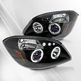 Chevy Cobalt 05 06 Projector Headlights /w Halo/Angel-Eyes ~ pair set (Black)