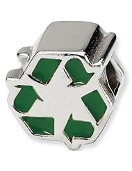 Reflection Beads Silver and Enamel Recycle Symbol Save Our Earth Bead