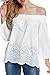 Hotouch Off Shoulder Tops Shirts for Women Sexy Solid Blouse Tee Shirt(White S)