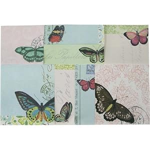 Butterflies - Cavallini Sticky Notes Set in keepsake tin: 480 sheets, 8 different designs, 3 sizes