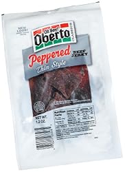 Oh Boy! Oberto Thin Style Beef Jerky, Peppered, 1.2-Ounce Packages (Pack of 8)
