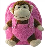 Kreative Kids Hot Pink Girls Plush Removable Monkey Backpack Bag