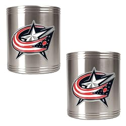 Columbus Blue Jackets NHL 2pc Stainless Steel Can Holder Set- Primary Logo by Great American Products