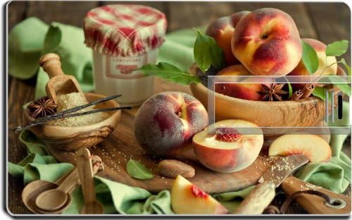 Peaches Half Jam Jar Leaves 16G USB Flash Drive 2.0 Memory Stick MSD USB Credit Card Size Customized Support Services Ready Windows Mac Storage External