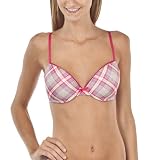 Xhilaration® Juniors Microfiber Push-Up Plunge Plaid Bra - Red
