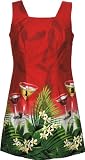 Short Tank Dress - Women's Floating Martini (New Print) Square Neck Hawaiian Aloha A Line Dress - Regular and Plus Size