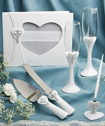 Hearts and Crosses - Flutes, Guest Book, Pen, 