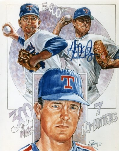 Nolan Ryan Autographed/Hand Signed Texas Rangers Baseball 8x10 Litho Print