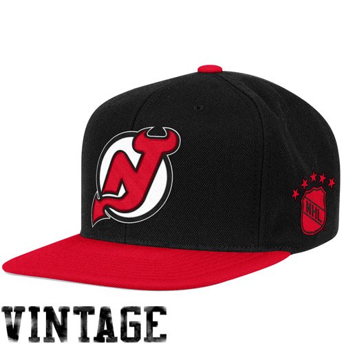 Mitchell & Ness New Jersey Devils Black-Red Two-Tone Vintage Snapback Adjustable Hat