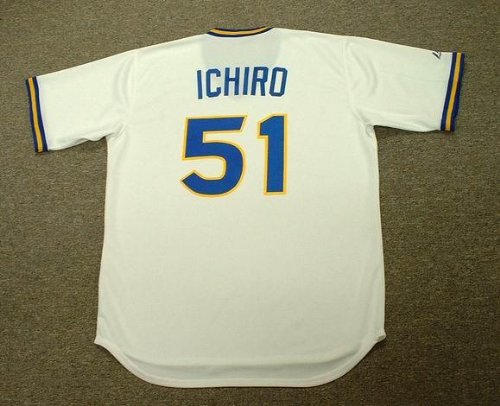 ICHIRO SUZUKI Seattle Mariners Majestic Cooperstown Throwback Baseball Jersey, Large