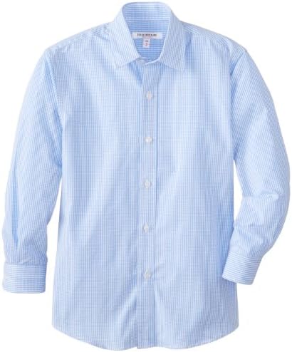 Isaac Mizrahi Big Boys' Neo Gingham Dress Shirt, Sky Blue, 10-12/Medium