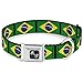 Buckle-Down Seatbelt Buckle Dog Collar - Brazil Flags - 1.5