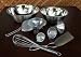 Deluxe 9 (Nine Piece) Industrial Grade Stainless Steel Funnel Bakeware Set with Wide Mouth. Large, Medium, Small Funnels, Spatula, Mixer and Two Bowls