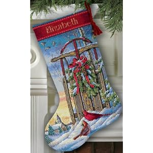 Gold-Collection-Christmas-Sled-Stocking-Counted-Cross-Stitch-16-Long