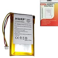 HQRP Battery for Garmin Nuvi 200 200W 250 250W 260 270 GPS Device Replacement (Li-Polymer, Rechargeable) plus HQRP Screen Protector
