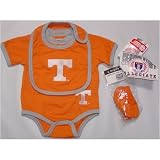Tennessee Volunteers NCAA Infants / Babys / Kids Orange and Grey Creeper, Bib, and Bootie Set