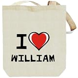 I Love William Male Names Tote Bag (Beige, Canvas, Unisex)