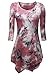 DJT Women's Scoop Neck 3/4 Sleeve Hankerchief Hem Tunic Top