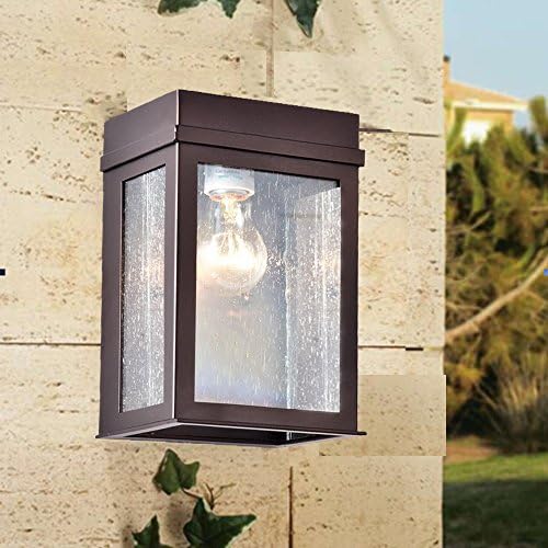Truelite Industrial Outdoor 1 Light Mail Box Wall Lantern Seeded Glass Panel Wall Sconce Patio Light