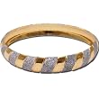 Gold and Rodium Plated Bangle Bracelets Pair Costume Jewelry in Indian-Style 2.25 inches