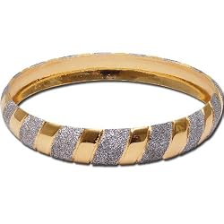 Gold and Rodium Plated Bangle Bracelets Costume Jewelry in Indian-Style 2.25 inches