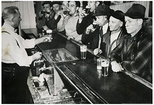 Men Drinking at Bar 1943 Archival Photo Poster Print 19 x 13in