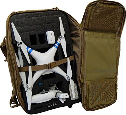 Backpack designed to fit the DJI Phantom 2 Vision / Vision+ and accessories by Microraptor Pro CasesTM (Tan Backpack, Black Foam)