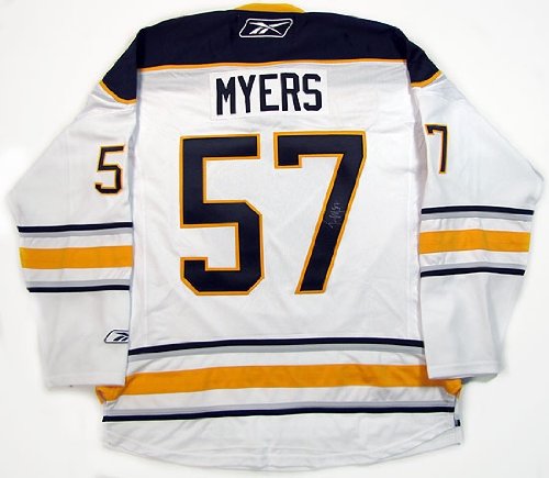 Tyler Myers Autographed Buffalo Sabres White Jersey (Away)