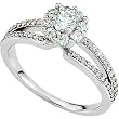 14K White Gold Diamond Engagement Ring - 0.75 Ct.