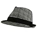 New Plaid Tweed Stingy Brim Fedora Trilby Hat Black Medium Large