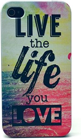Iphone 4 case, JAHOLAN Live the Life You Love Quotes Black Bumper Hard Plastic Case Silicone Skin Cover for Apple Iphone 4s 4