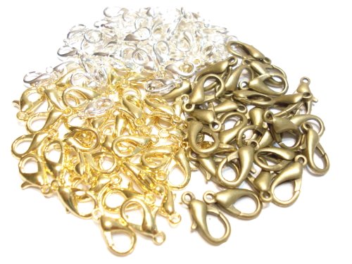 Mixed Silvery Golden Bronze Jewelry Lobster Clasps Findings 12mm -150pcs
